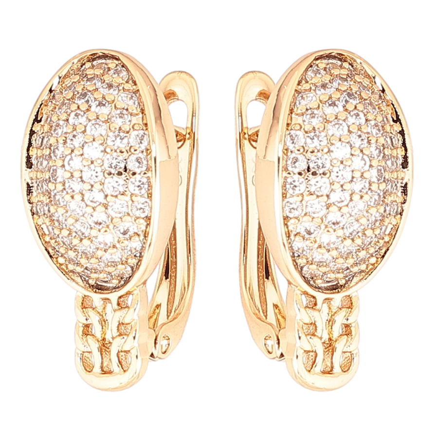 Сережки Xuping Позолота 18K англійський замок «Овали з інкрустацією цирконієм» фото №1