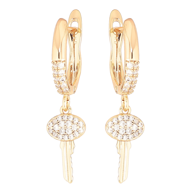 Серьги Xuping Позолота 18K английский замок Ключики с цирконием фото №15