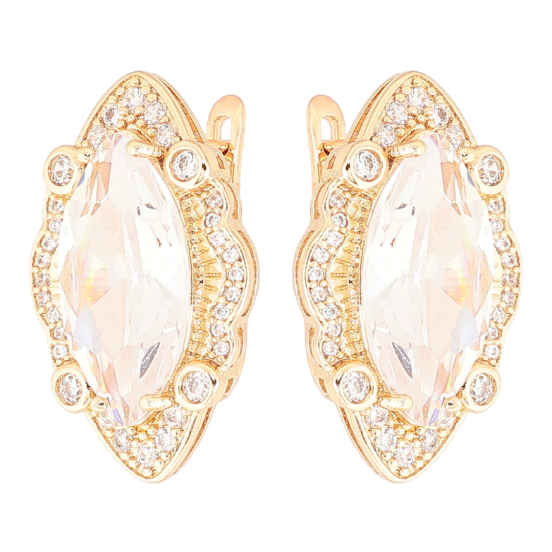 Сережки Xuping Позолота 18K англійський замок «Фіаніт у декоративній оправі з цирконієм» фото №1