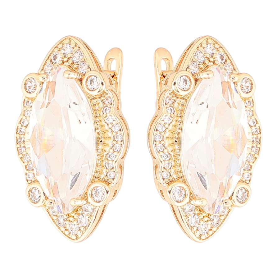 Серьги Xuping Позолота 18K английский замок Фианит в декоративной оправе с цирконием фото №1