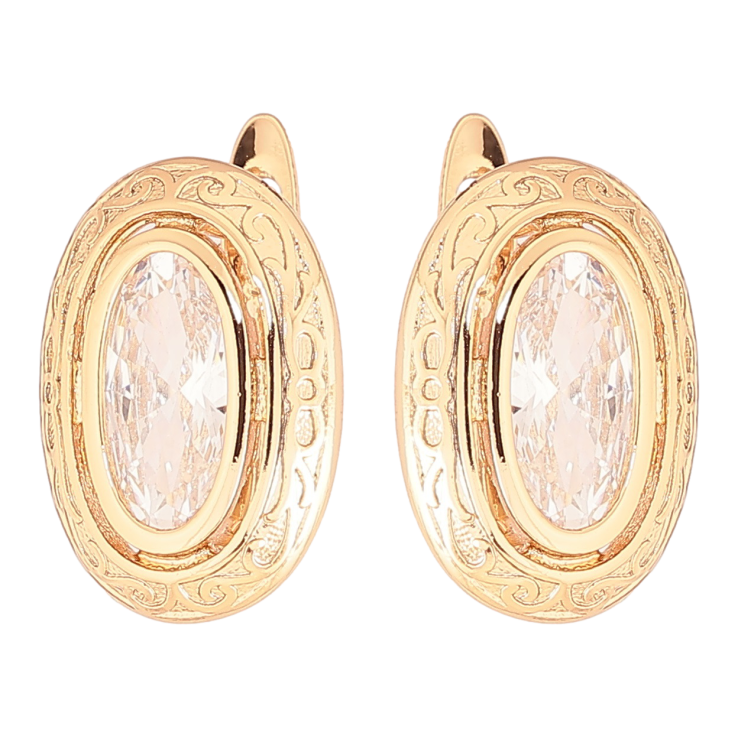 Серьги Xuping Позолота 18K английский замок Овалы с фианитами фото №16