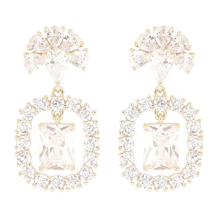 Сережки Xuping Позолота 14K пусети «Кришталеві підвіски» фото №15