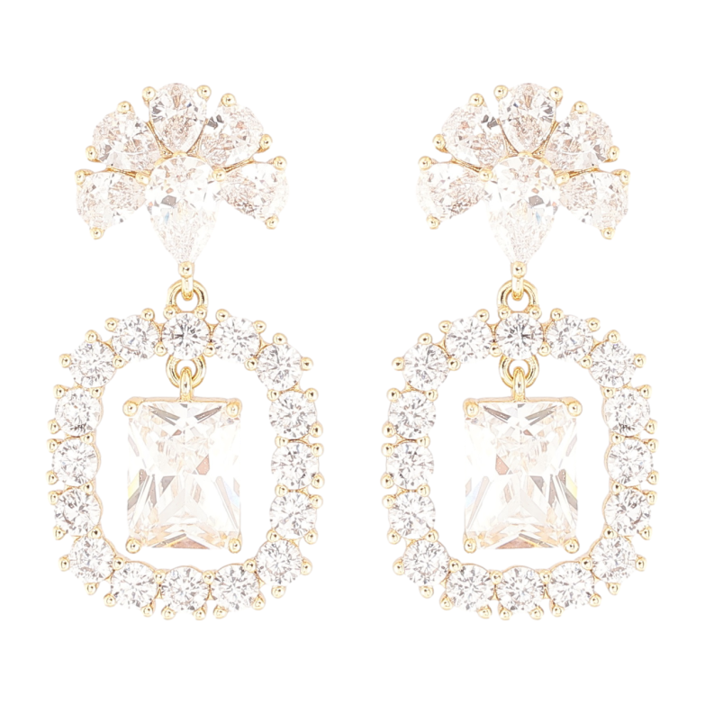 Серьги Xuping Позолота 14K пусеты Кристальные подвески фото №1