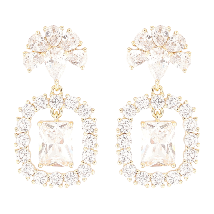 Серьги Xuping Позолота 14K пусеты Кристальные подвески фото №1