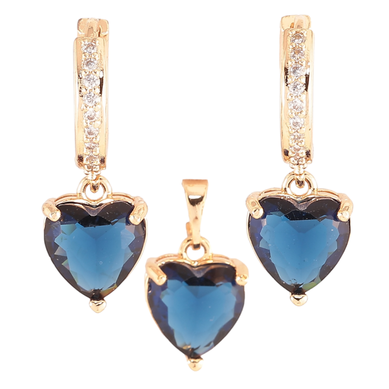 Набір Xuping M&L Колір 18K Сережки Кулон «Сині кришталеві сердечка» фото №3