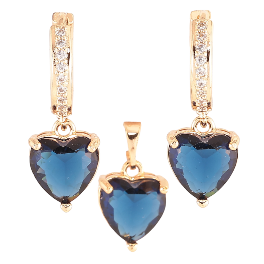 Набор Xuping M&L Цвет 18K Серьги Кулон Синие кристальные сердечки фото №1