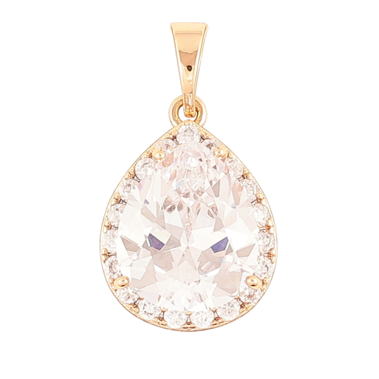 Кулон Xuping Позолота 18K Каплевидный фианит в обрамлении циркония для цепочки до 5мм фото №16