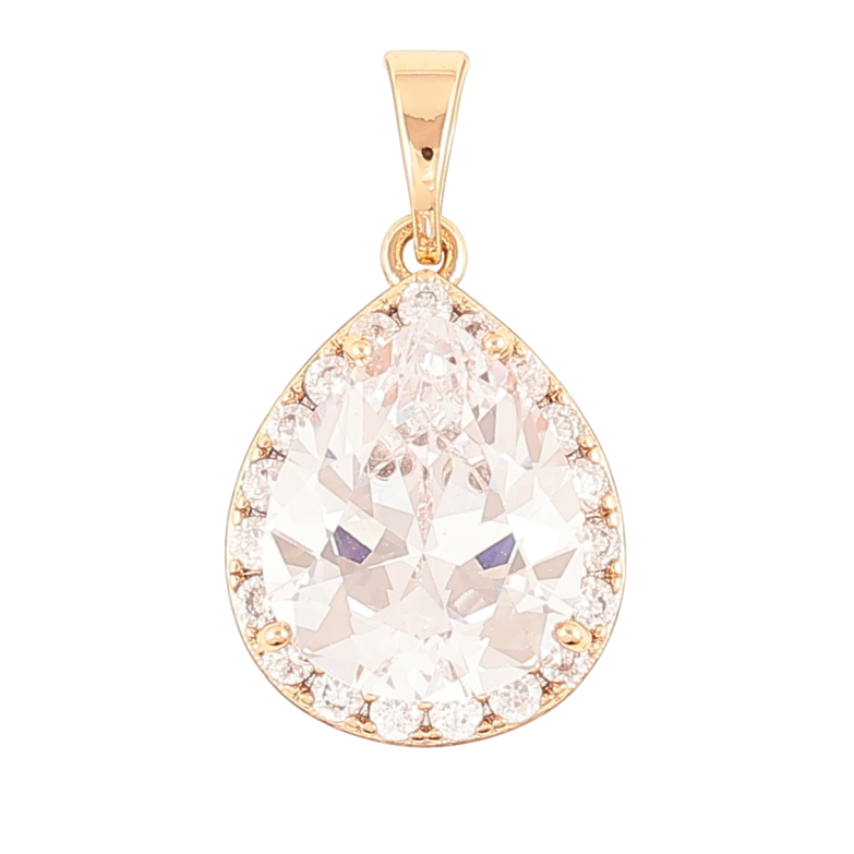 Кулон Xuping Позолота 18K Каплевидный фианит в обрамлении циркония для цепочки до 5мм фото №1