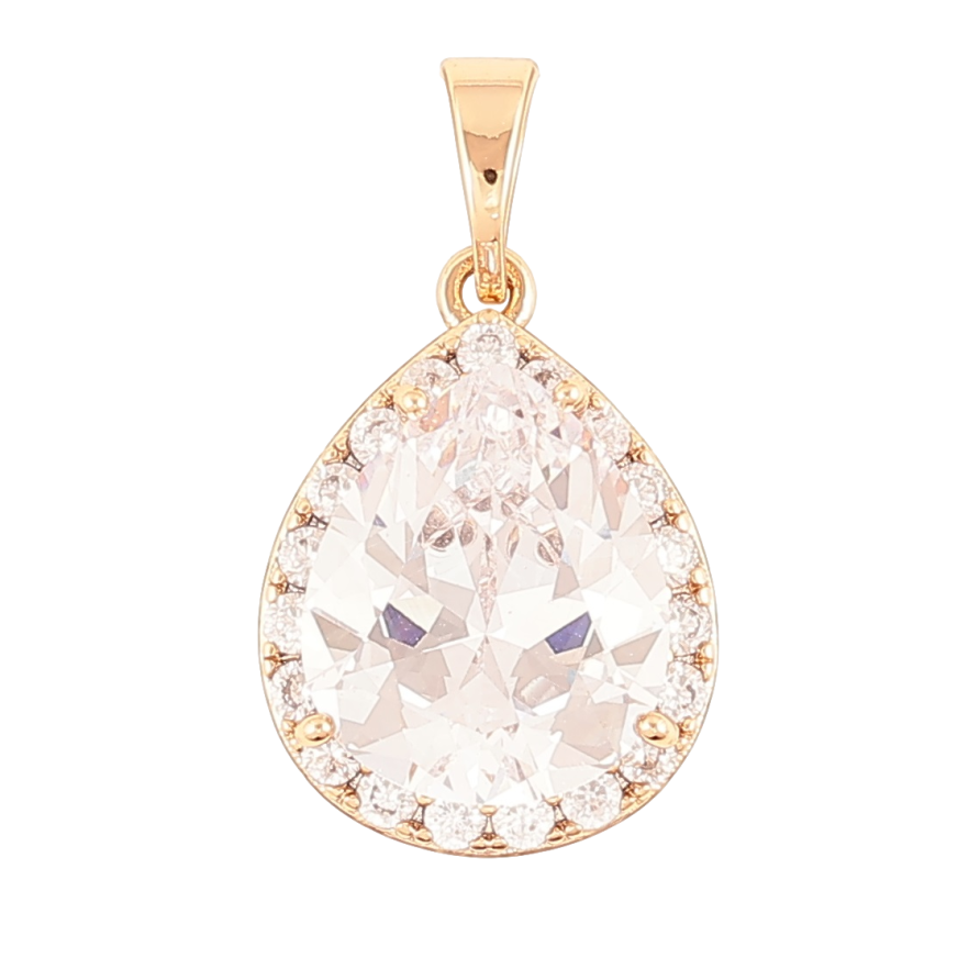 Кулон Xuping Позолота 18K Каплевидный фианит в обрамлении циркония для цепочки до 5мм фото №1