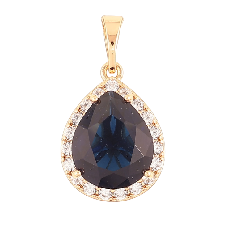 Кулон Xuping Позолота 18K «Краплеподібний синій фіаніт в обрамленні цирконію» для ланцюжка до 5мм фото №17