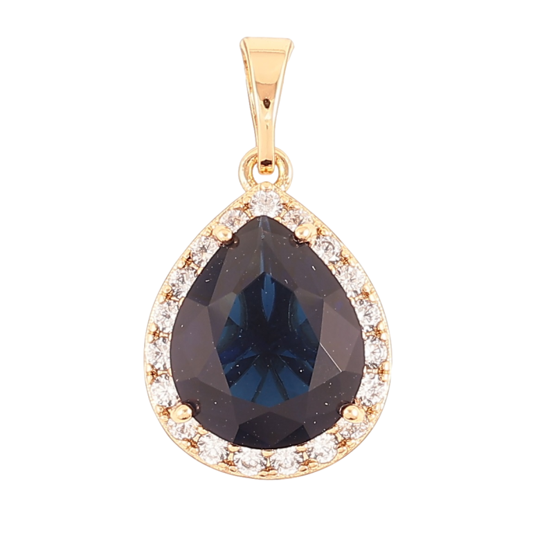 Кулон Xuping Позолота 18K «Краплеподібний синій фіаніт в обрамленні цирконію» для ланцюжка до 5мм фото №13