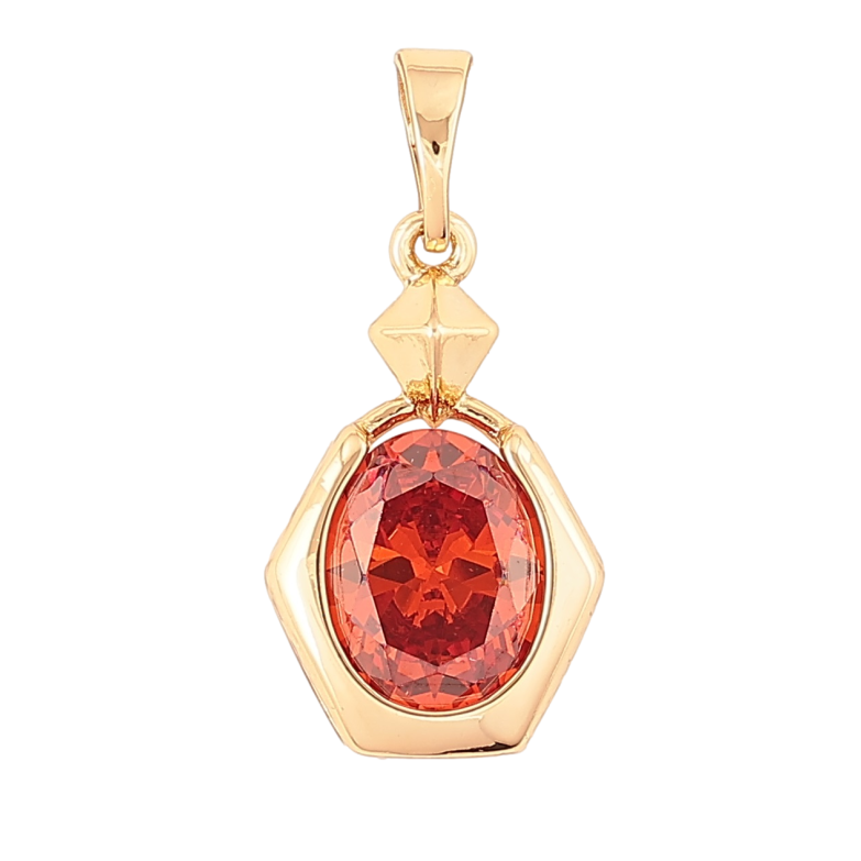 Кулон Xuping Позолота 18K «Помаранчевий фіаніт у фігурній оправі» для ланцюжка до 5мм фото №1