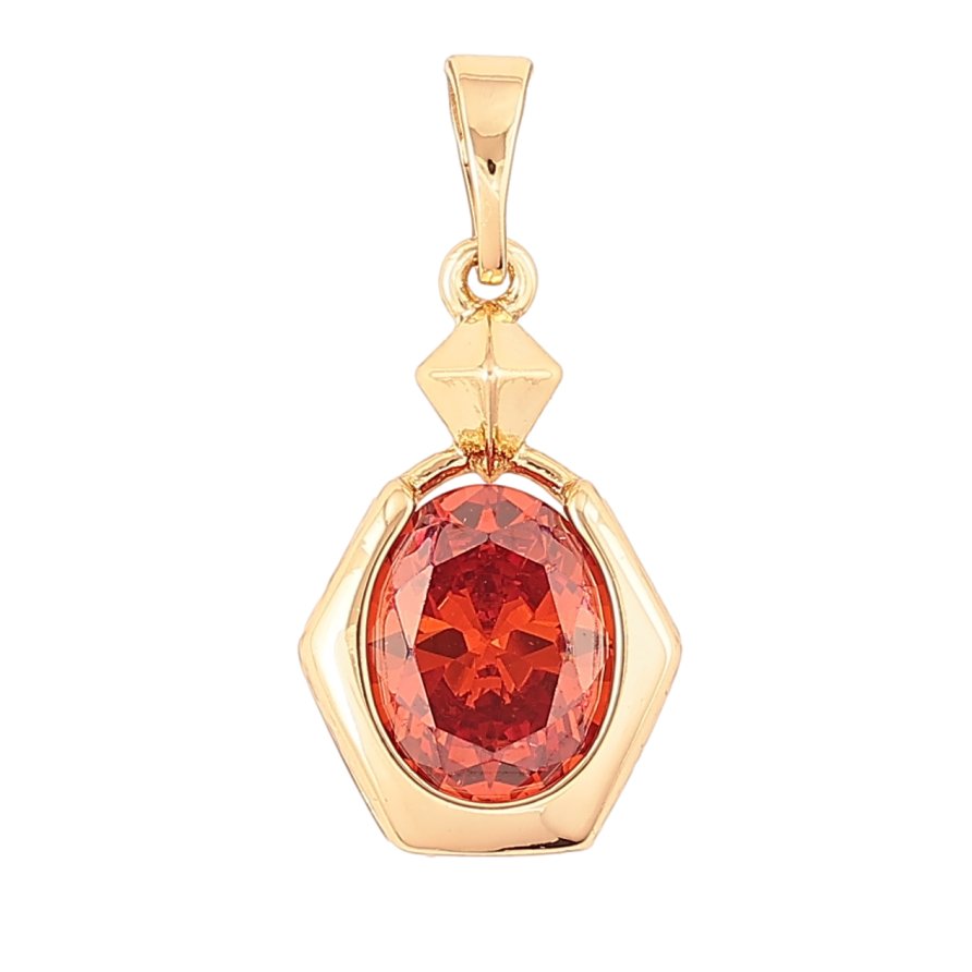 Кулон Xuping Позолота 18K Оранжевый фианит в фигурной оправе для цепочки до 5мм фото №1