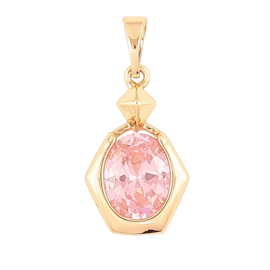 Кулон Xuping Позолота 18K Розовый фианит в фигурной оправе для цепочки до 5мм фото №1
