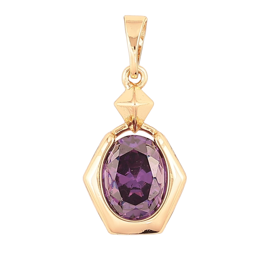Кулон Xuping Позолота 18K Фиолетовый фианит в фигурной оправе для цепочки до 5мм фото №1