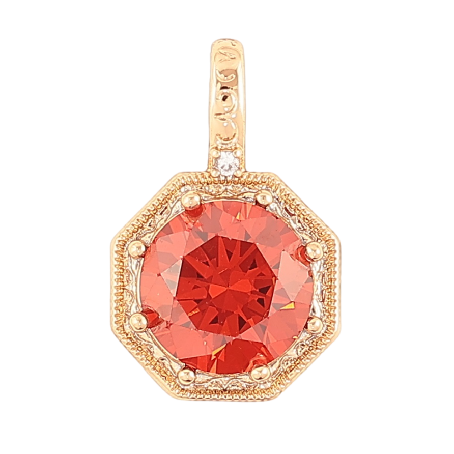 Кулон Xuping Позолота 18K Оранжевый фианит в фигурной оправе для цепочки до 4мм фото №1