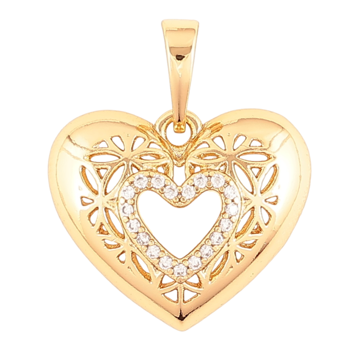 Кулон Xuping Позолота 18K Резное сердечко с цирконием для цепочки до 6мм фото №3