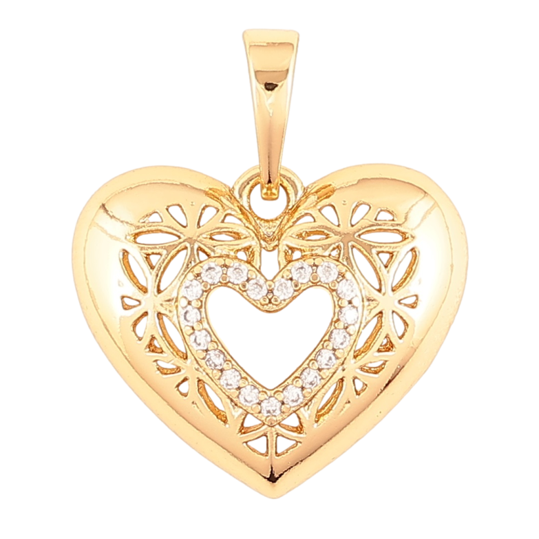 Кулон Xuping Позолота 18K Резное сердечко с цирконием для цепочки до 6мм фото №1