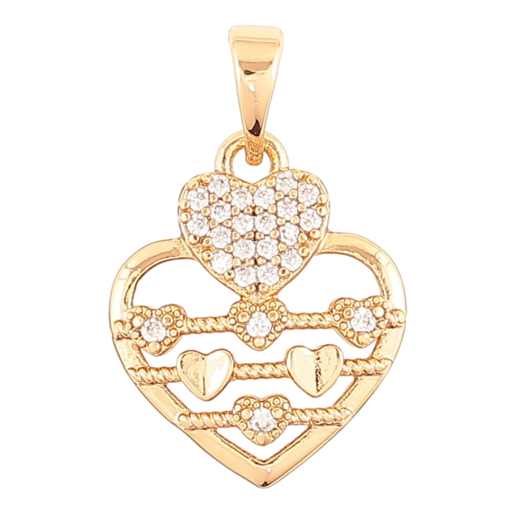 Кулон Xuping Позолота 18K Сердечки с цирконием для цепочки до 5мм фото №22