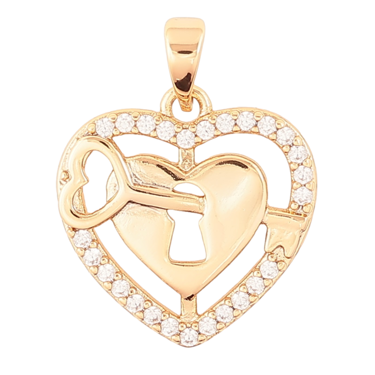 Кулон Xuping Позолота 18K «Сердечко-замочок з ключиком» для ланцюжка до 5мм фото №22