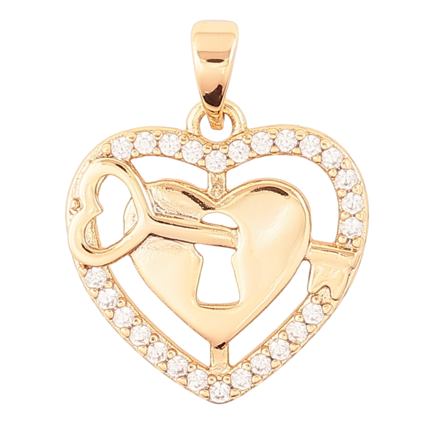 Кулон Xuping Позолота 18K «Сердечко-замочок з ключиком» для ланцюжка до 5мм фото №1