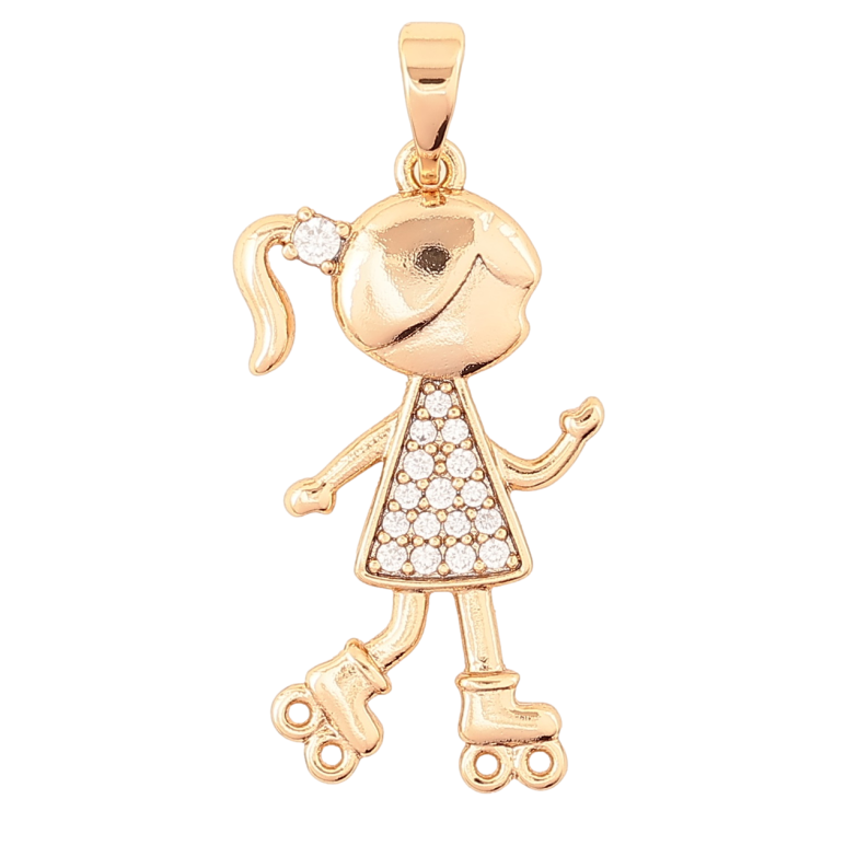 Кулон детский Xuping Позолота 18K Девочка на роликах для цепочки до 5мм фото №1