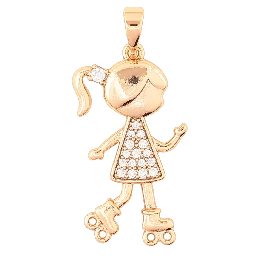 Кулон детский Xuping Позолота 18K Девочка на роликах для цепочки до 5мм фото №1