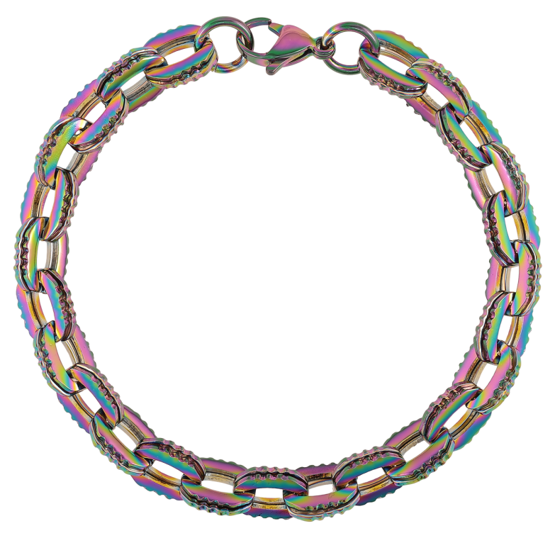 Браслет Xuping ТТМ Stainless Steel цвет Хамелеон Фантазийное Якорное плетение размер 22.5см х 8мм фото №12