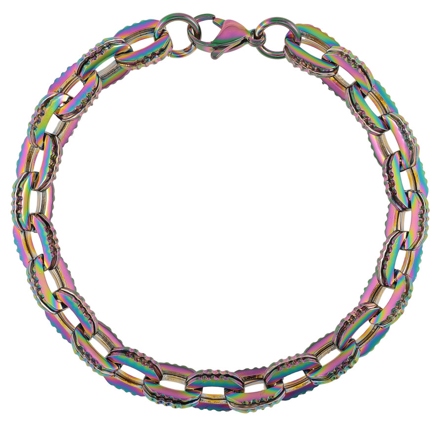 Браслет Xuping ТТМ Stainless Steel колір Хамелеон «Фантазійне Якірне плетіння» розмір 22.5см х 8мм фото №1