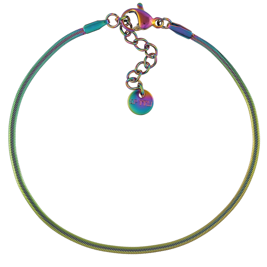Браслет Xuping ТТМ Stainless Steel колір Хамелеон «Плетіння Снейк» розмір з доп.ланцюжком 17-20см х 2мм фото №1