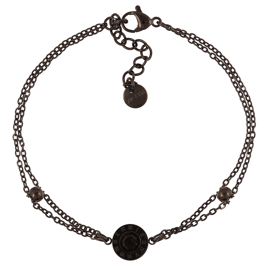 Браслет Xuping колір Black «Подвійний ланцюжок зі вставками» розмір з доп. ланцюг. 18-21см х 2мм фото №1