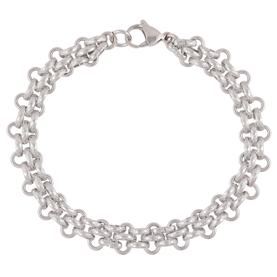 Браслет Xuping ТТМ Stainless Steel колір Родій «Браслетне плетіння» розмір 22.5см х 10мм фото №1