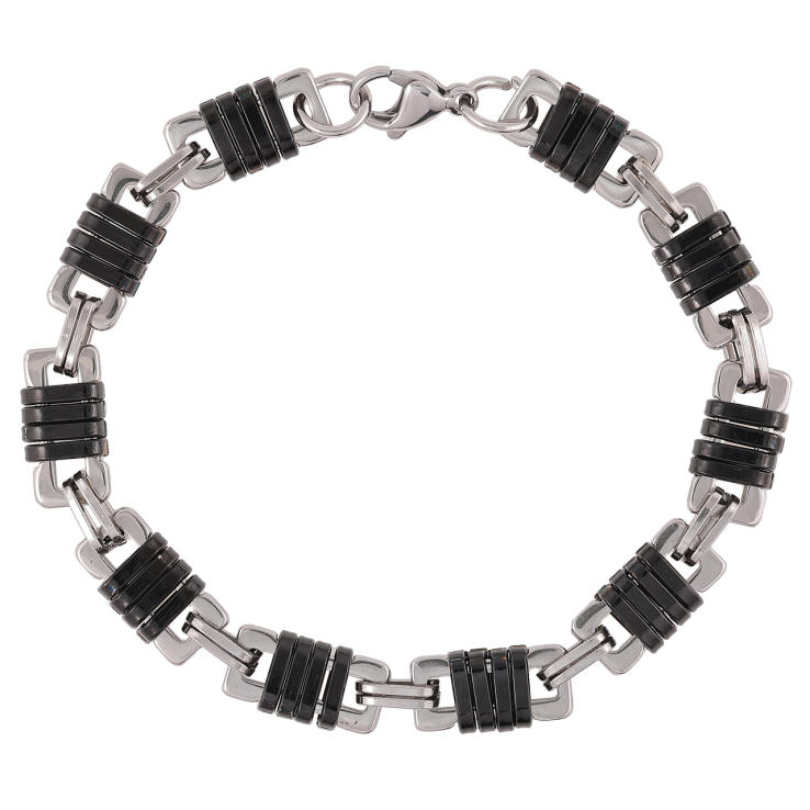 Браслет Xuping ТТМ Stainless Steel цвет Родий+Black Фантазийное плетение размер 20.5см х 8мм фото №3