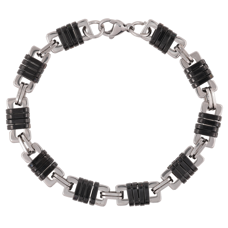 Браслет Xuping ТТМ Stainless Steel цвет Родий+Black Фантазийное плетение размер 20.5см х 8мм фото №10