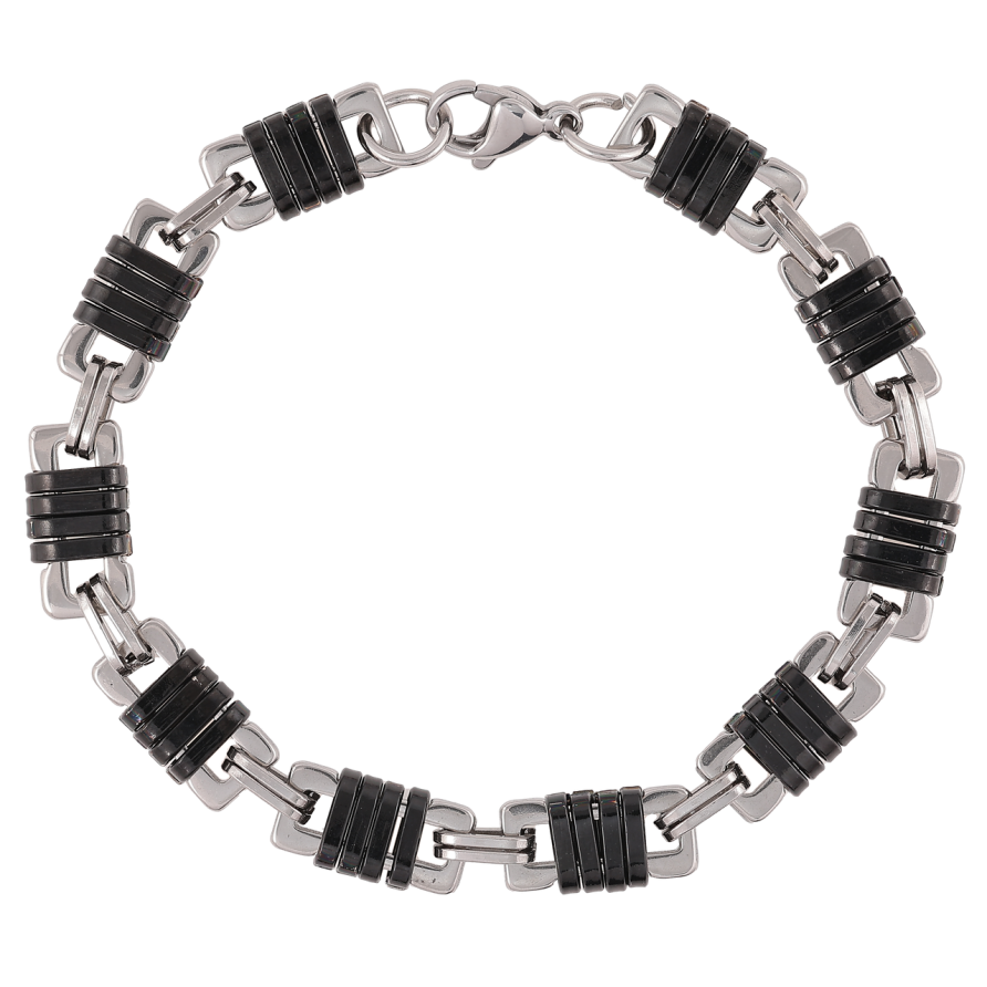 Браслет Xuping ТТМ Stainless Steel цвет Родий+Black Фантазийное плетение размер 20.5см х 8мм фото №1