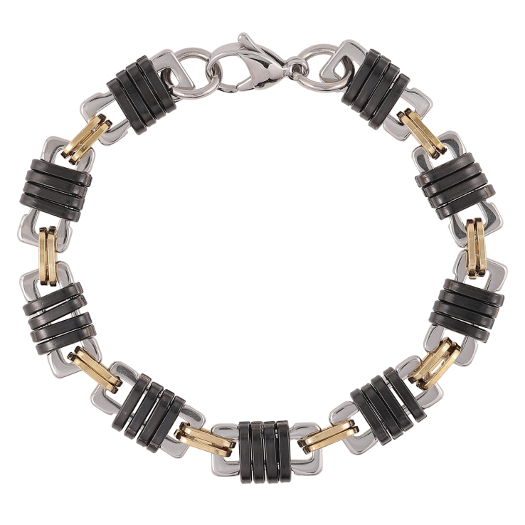 Браслет Xuping ТТМ Stainless Steel цвет Родий+Black+14К Фантазийное плетение размер 19см х 8мм фото №2