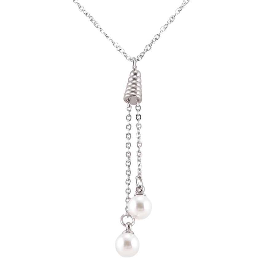 Подвеска на цепочке Xuping ТТМ Stainless Steel цвет Родий Жемчужные подвески дл. 46-51см х 1.5мм фото №1