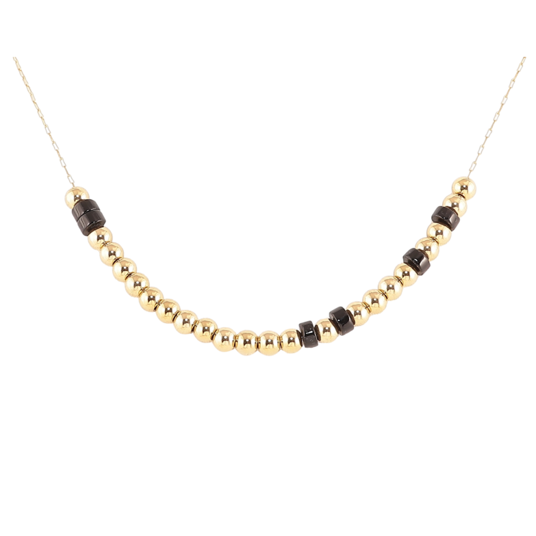 Підвіска на ланцюжку Xuping ТТМ Stainless Steel колір 14К «Золотисті та чорні намистини» дл. 46-51см х 1мм фото №1 Підвіска на ланцюжку Xuping ТТМ Stainless Steel колір 14К «Золотисті та чорні намистини» дл. 46-51см х 1мм фото №1