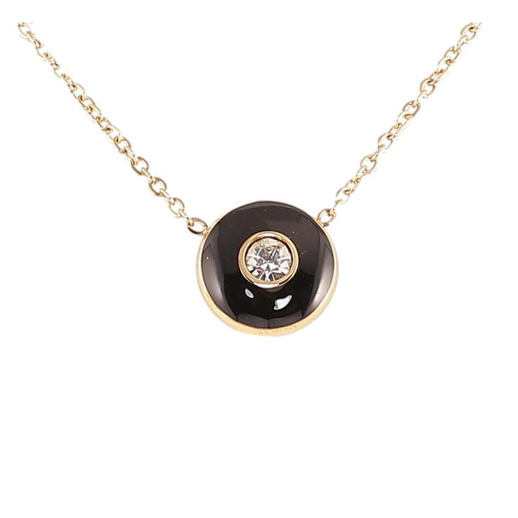 Підвіска на ланцюжку Xuping ТТМ Stainless Steel колір 14К «Чорне коло з кристалом, ø 12мм» дл. 46-51см х 1.5мм фото №16