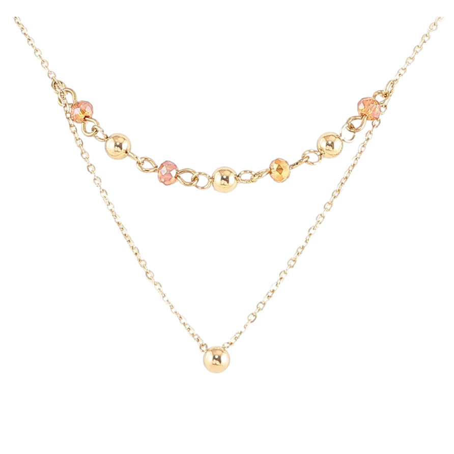 Підвіска на ланцюжку Xuping ТТМ Stainless Steel колір 14К «Золотисті та кольорові намистини» дл. 43-48см х 1.5мм фото №1 Підвіска на ланцюжку Xuping ТТМ Stainless Steel колір 14К «Золотисті та кольорові намистини» дл. 43-48см х 1.5мм фото №1