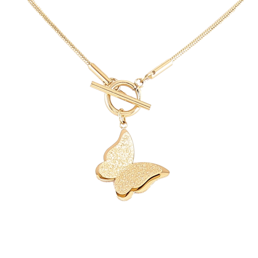 Підвіска на ланцюжку Xuping ТТМ Stainless Steel колір 14К «Метелик» дл. 46см х 1.5мм фото №1