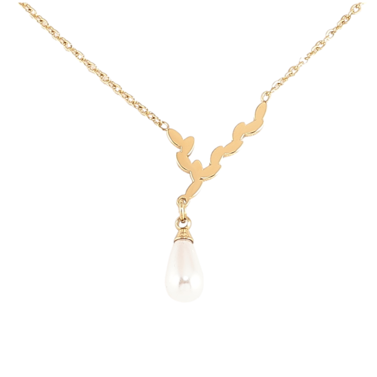 Підвіска на ланцюжку Xuping ТТМ Stainless Steel колір 14К «Гілочка з перлиною» дл. 40-45см х 1.5мм фото №6