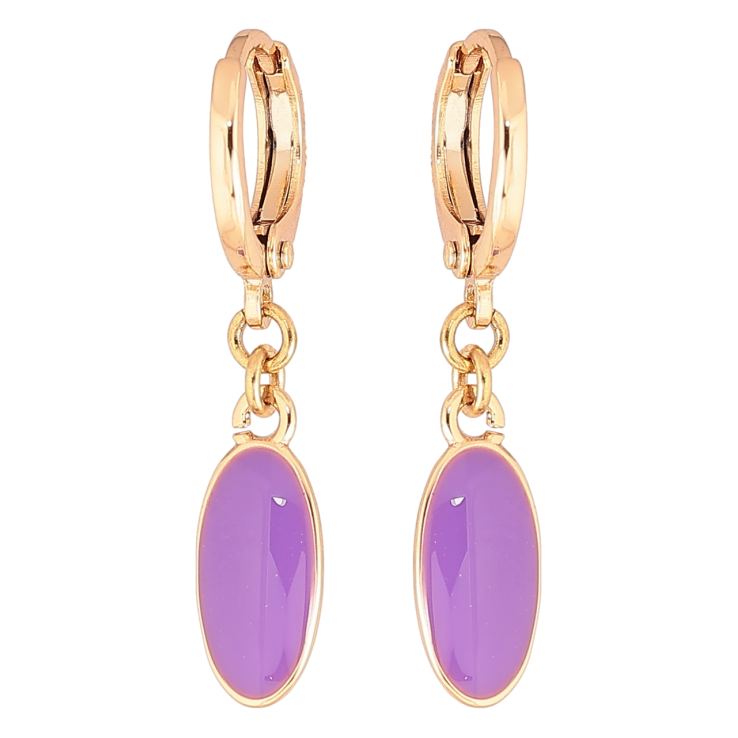 Серьги Xuping Позолота 18K подвески на колечках Овалы с сиреневой эмалью фото №24