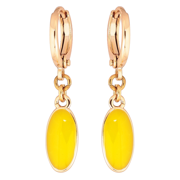 Серьги Xuping Позолота 18K подвески на колечках Овалы с желтой эмалью фото №13