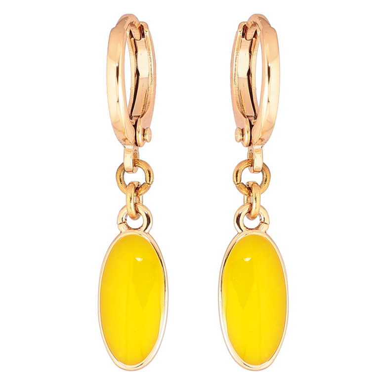 Серьги Xuping Позолота 18K подвески на колечках Овалы с желтой эмалью фото №7
