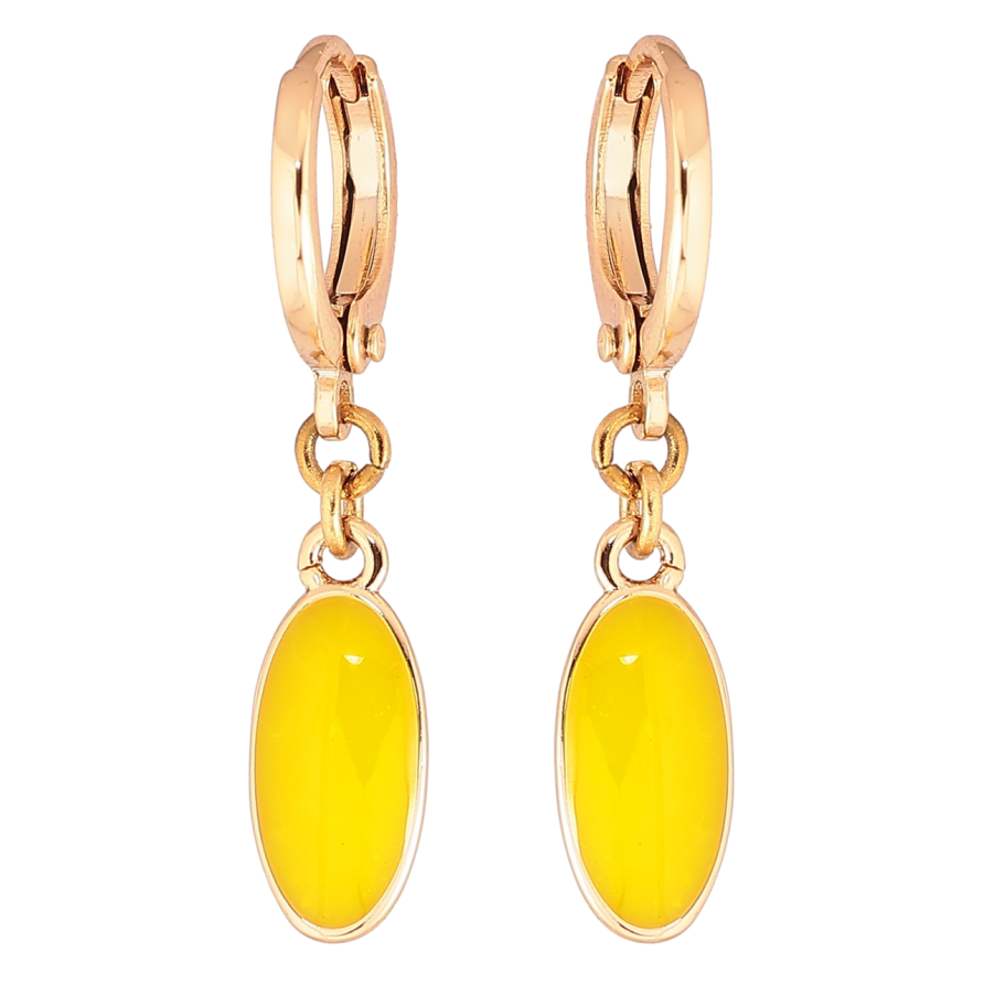 Серьги Xuping Позолота 18K подвески на колечках Овалы с желтой эмалью фото №1