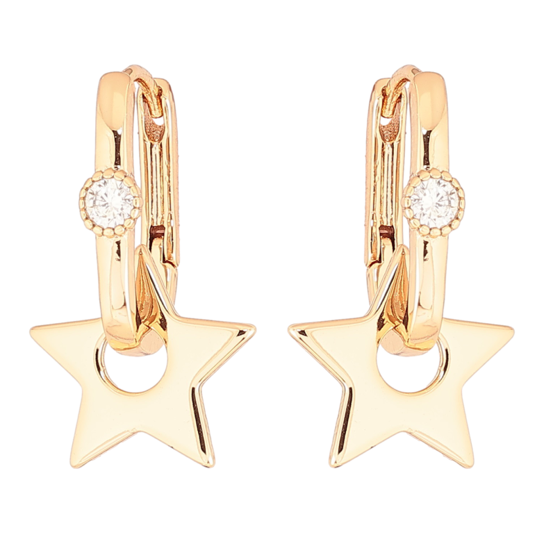 Серьги Xuping Позолота 18K подвески на колечках Звезды 2 в 1 фото №1