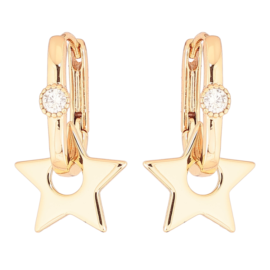 Серьги Xuping Позолота 18K подвески на колечках Звезды 2 в 1 фото №1
