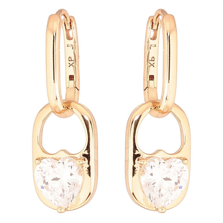 Серьги Xuping Позолота 18K подвески на колечках Кристальные сердечки 2 в 1 фото №25