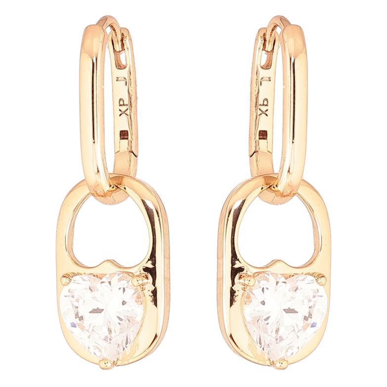 Сережки Xuping Позолота 18K підвіски на колечках «Кришталеві сердечка» 2 в 1 фото №1